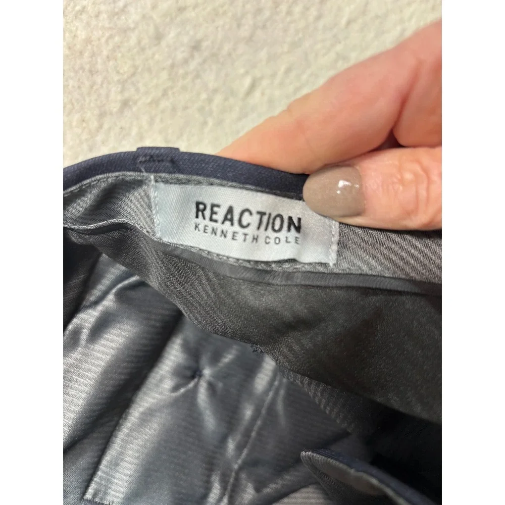 Kenneth Cole Reaction Men Navy Dress 30x32‎ Flat Front Stretch Trousers #k34